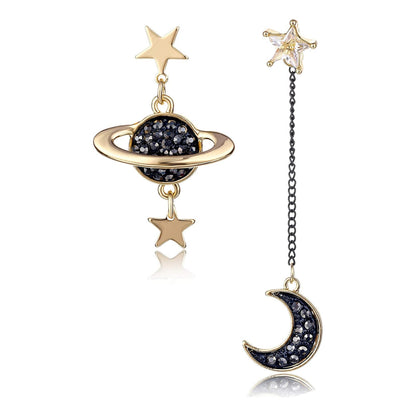 Aretes Estrella y Luna Dorados