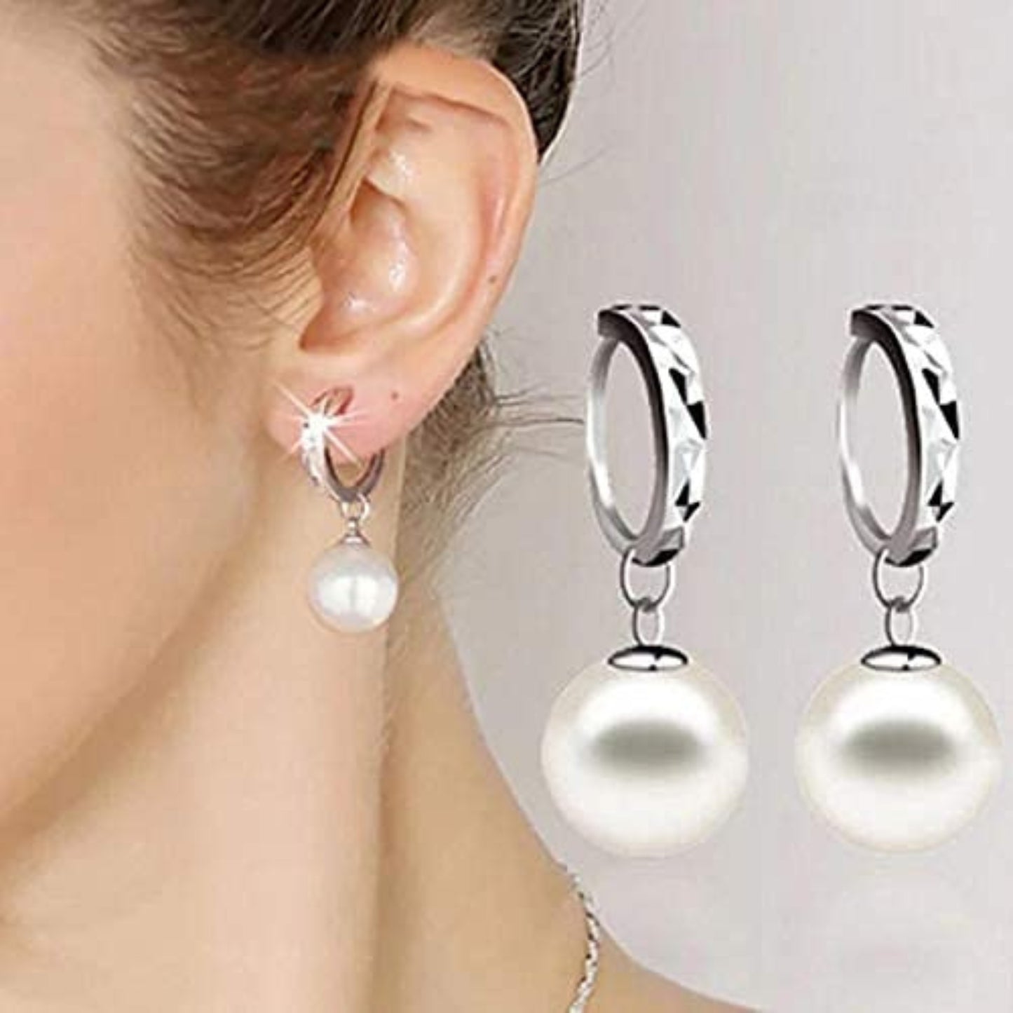 Silver Earrings with Pearls