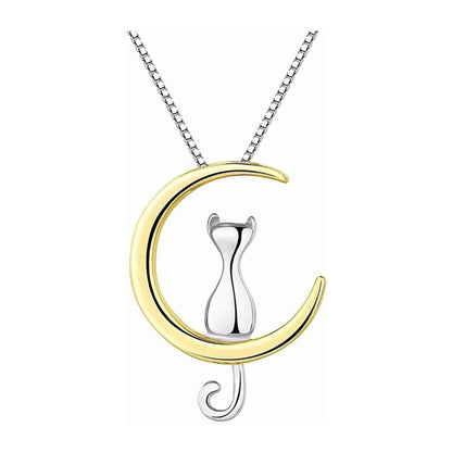 Moon and Cat Necklace