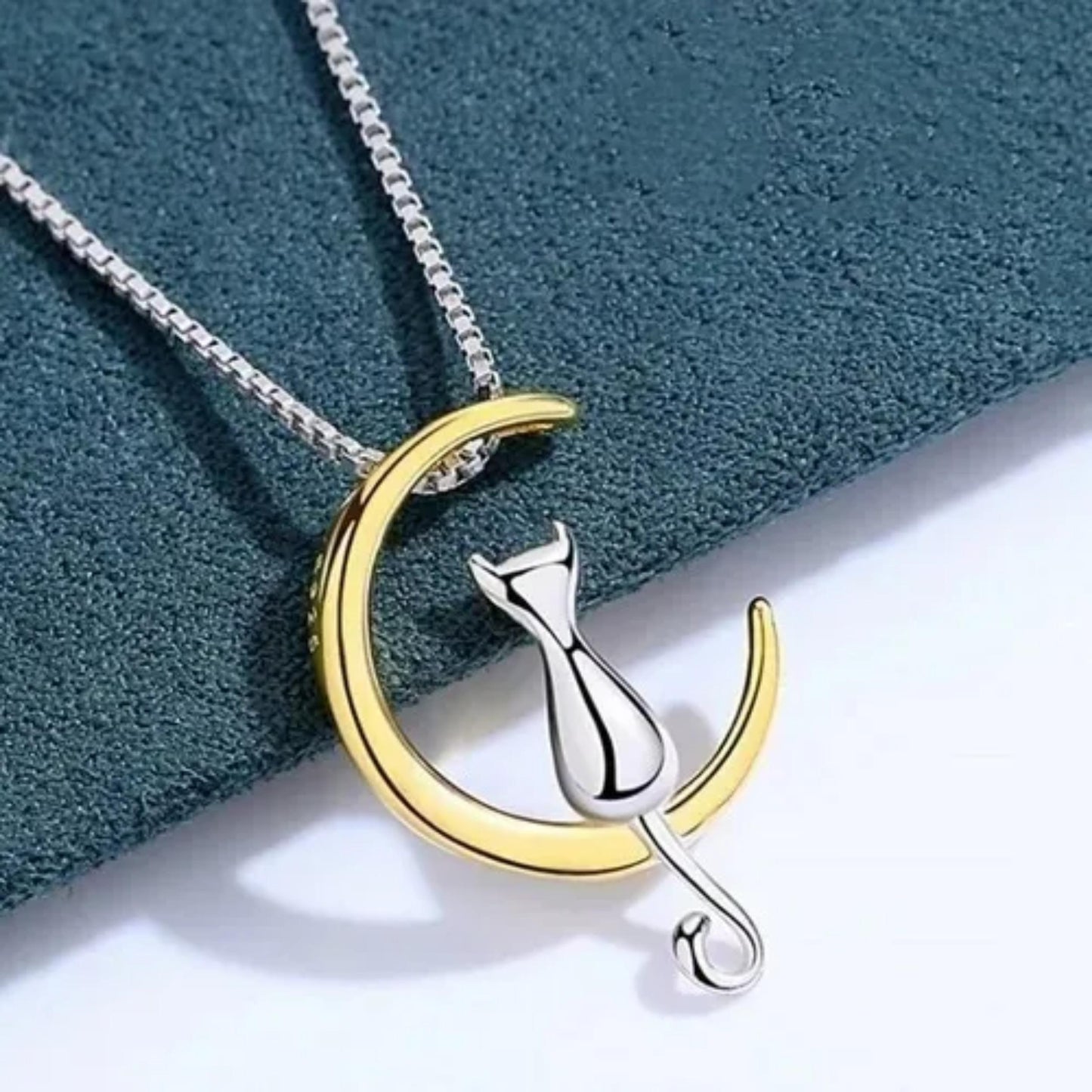 Moon and Cat Necklace