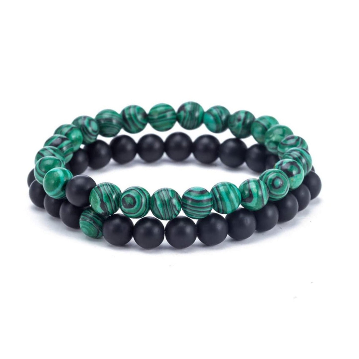 Set de Pulseras de Verde y Negro Mate