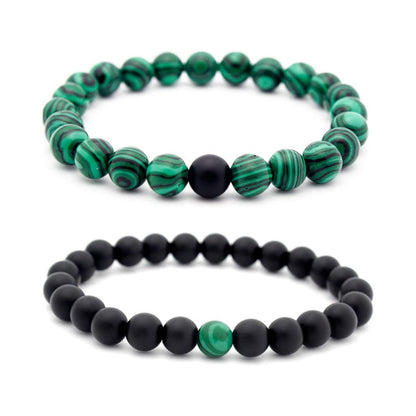 Set de Pulseras de Verde y Negro Mate