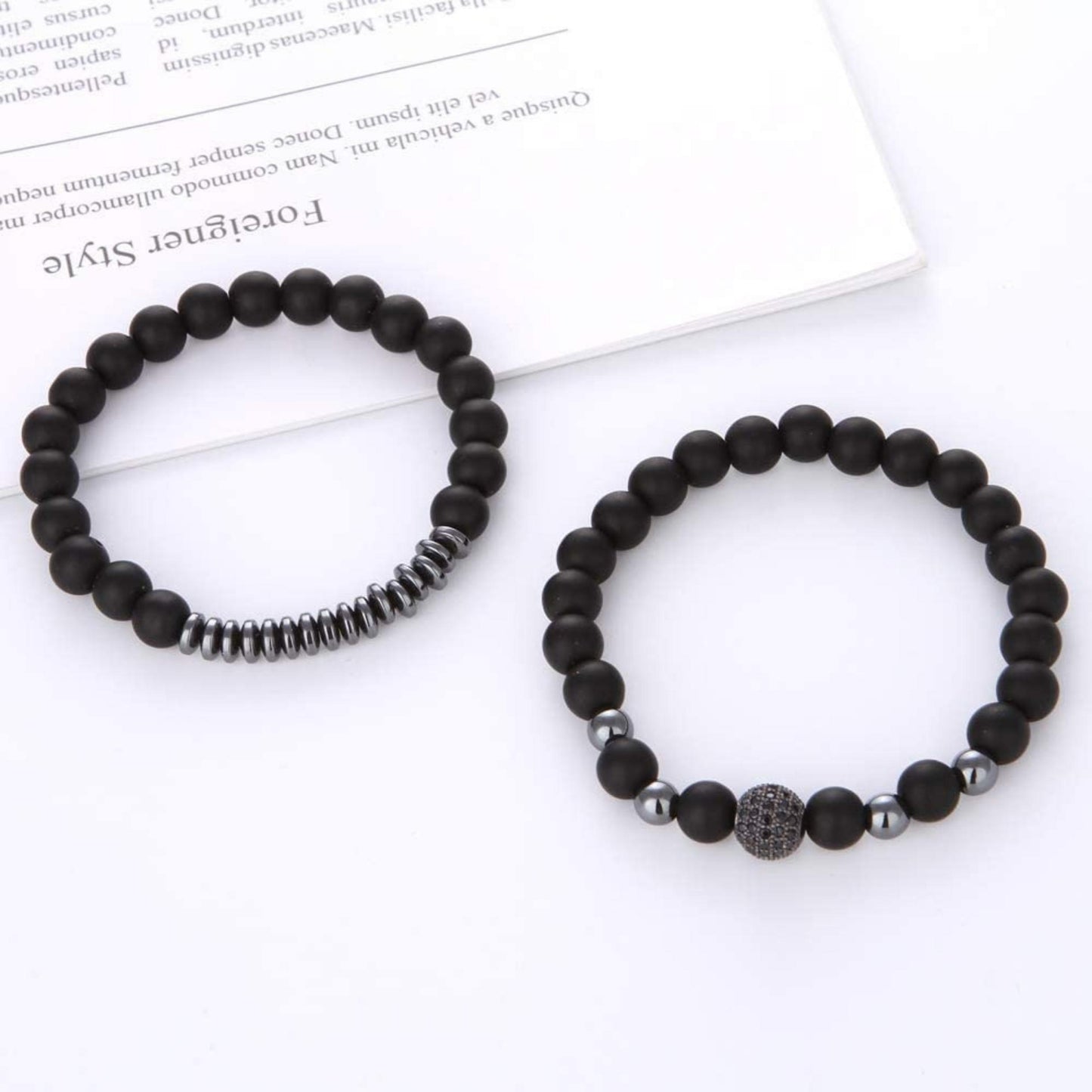 Set de Pulseras de Zircón Negro